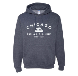 Heather Blue Chicago Polar Plunge Hoodie Sweatshirt w/ Established 2001 Logo